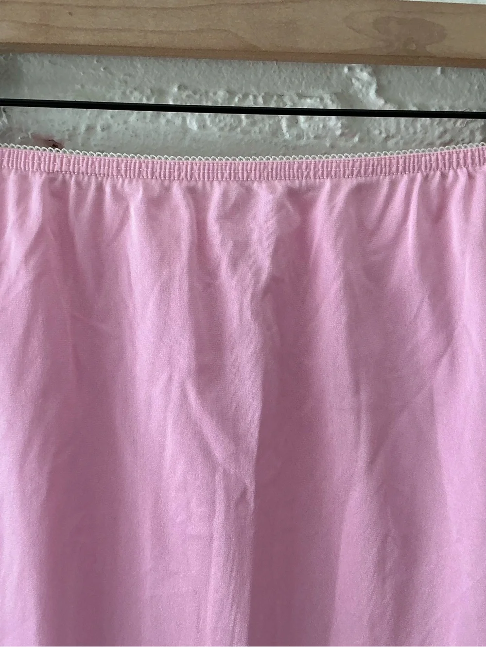 Vintage Sliperfection Pink Lace Trim Half Slip Nylon Skirt Feminine Romantic L - Picture 4 of 9